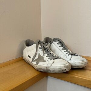 Men’s Golden Goose Super-star with Silver Heel Tab and Lettering